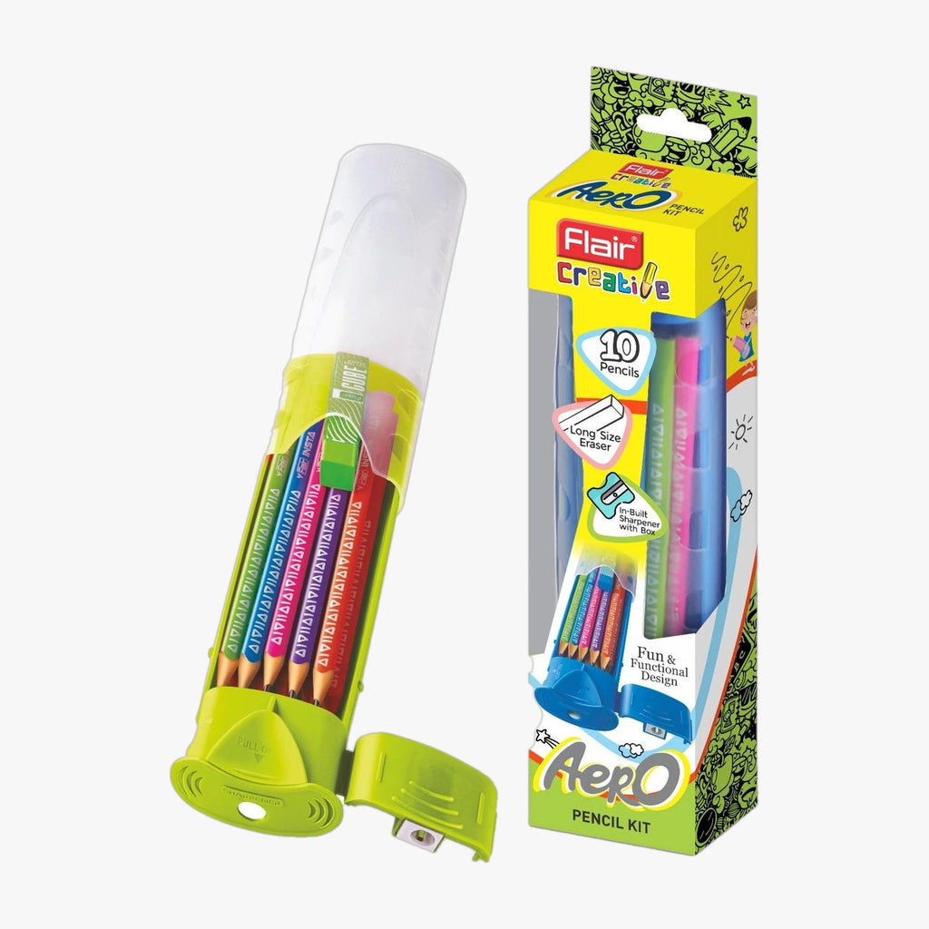 Flair Creative Aero Pencil Kit | Set of 10 Flair Pencils with Pencil Box | Ideal for Gifting