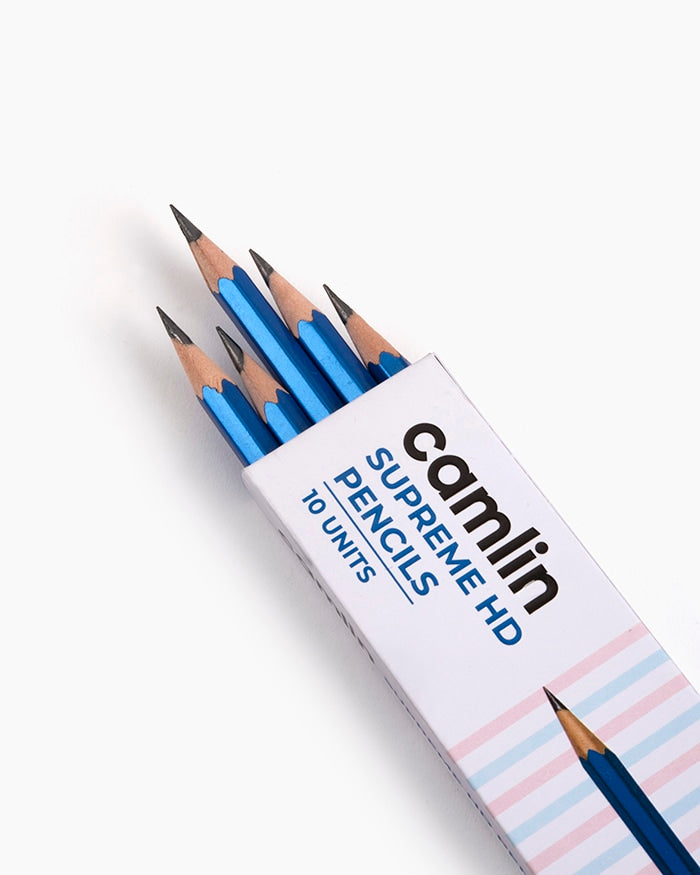 Camlin Supreme HD Pencils Box, 10 pcs ( Get Free, 1 Long Point Sharpener & 1 Eraser )