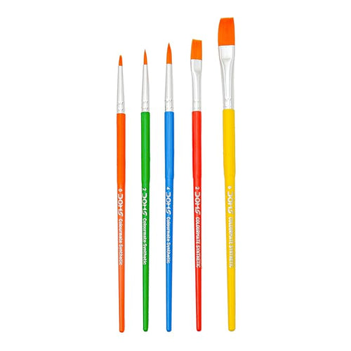 DOMS Colourmate Synthetic Paint Brush Set (Flat & Round) | 5 units in 1 Pack