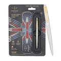 Parker Jotter Ball Pen | Stainless Steel Body with Gold Trim | Ink Color Blue | Premium Click Ballpoint Pen for Smooth Writing, Office, School, or Gifting