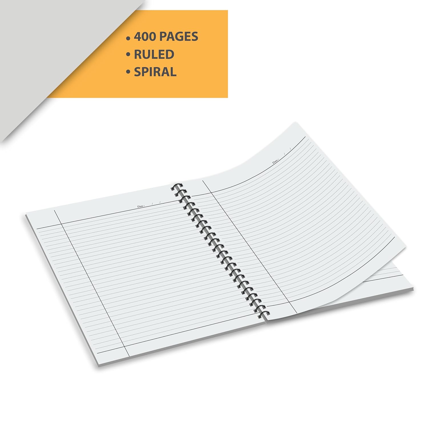 Sundaram Spiral Long Book | For Students And Executives | Spiral Bound With Safety Lock | A4 Size - 21 X 29.7 Cm | Single Line | 400 Pages | Covers may be different