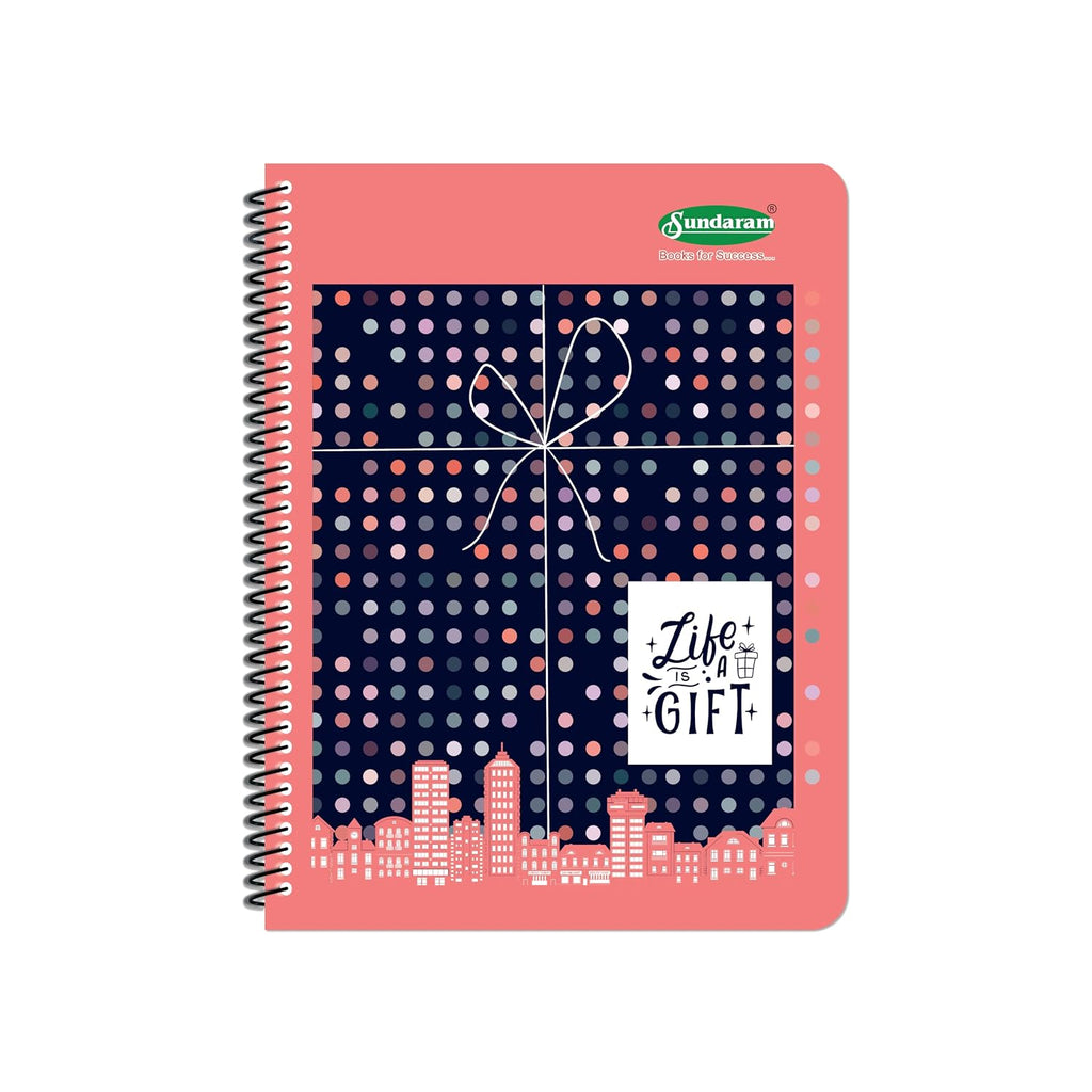 Sundaram Spiral Long Book | For Students And Executives | Spiral Bound With Safety Lock | A4 Size - 21 X 29.7 Cm | Single Line | 400 Pages | Covers may be different