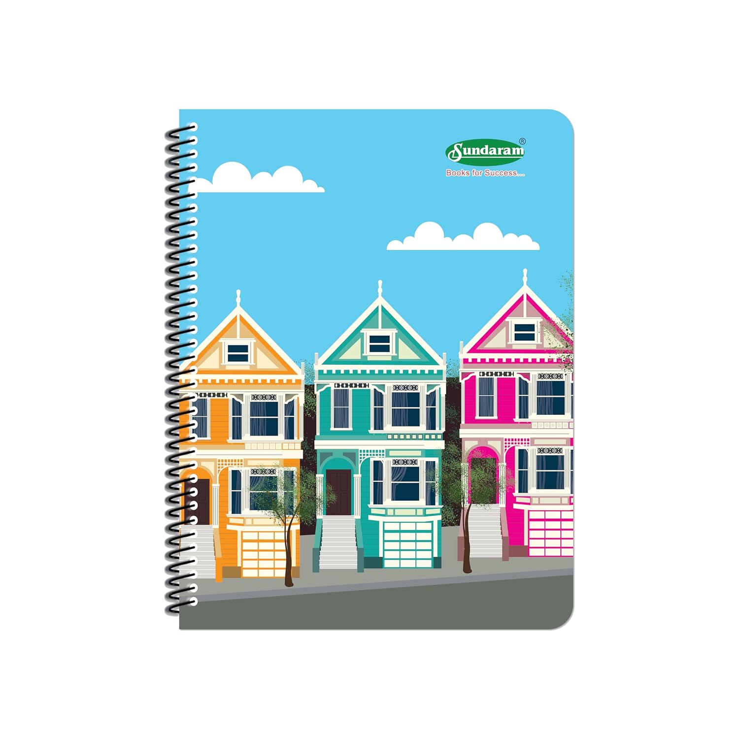Sundaram Spiral Long Book | For Students And Executives | Spiral Bound With Safety Lock | A4 Size - 21 X 29.7 Cm | Single Line | 400 Pages | Covers may be different