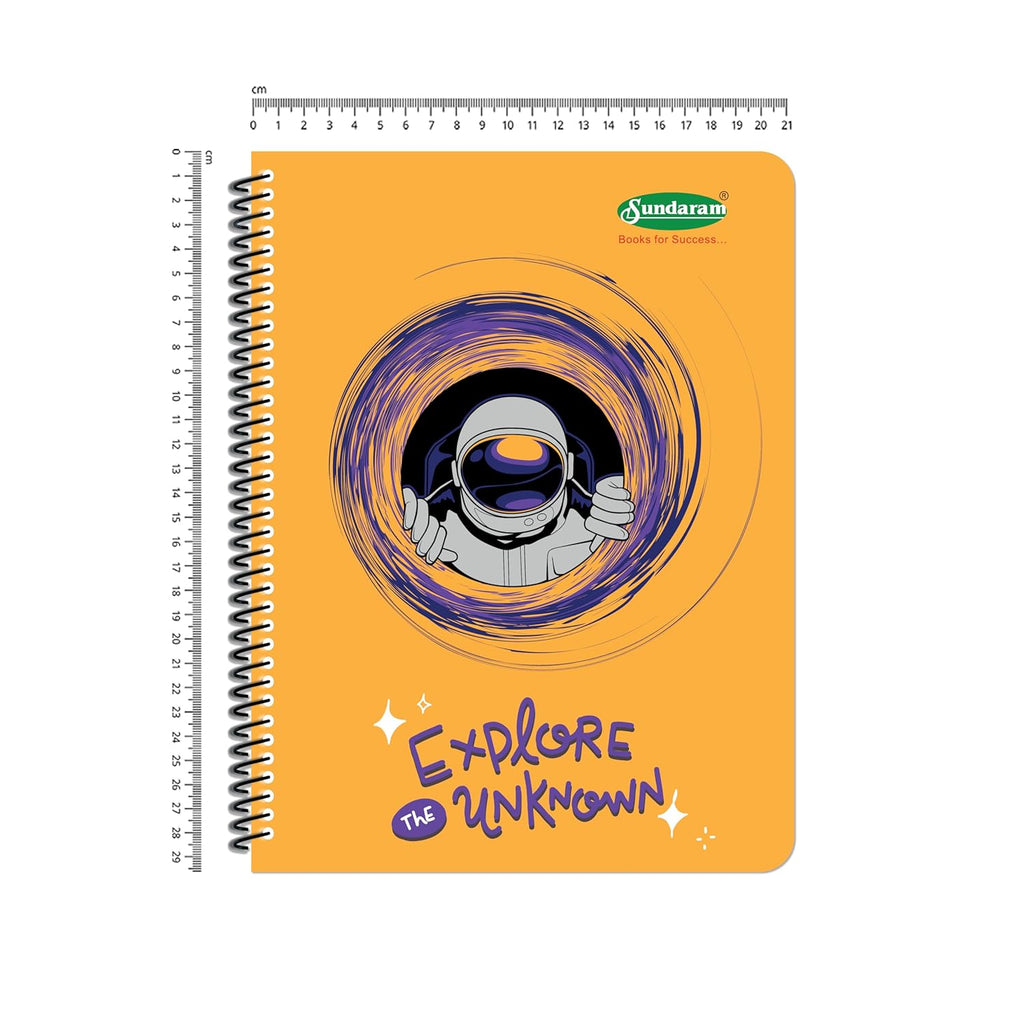 Sundaram Spiral Long Book | For Students And Executives | Spiral Bound With Safety Lock | A4 Size - 21 X 29.7 Cm | Single Line | 400 Pages | Covers may be different