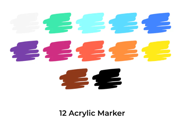 Doms Acrylic Paint Marker- 12 Assorted Shades| Soft Bullet Tip| Bright & Rich Colours| Perfect For Pop, Abstract & Graphic Design Art| Pack of 1